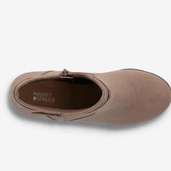 SALE! Market & Spruce Womens Taupe Serah Suede Heel Booties - NEW NO BOX - Picture 4 of 5